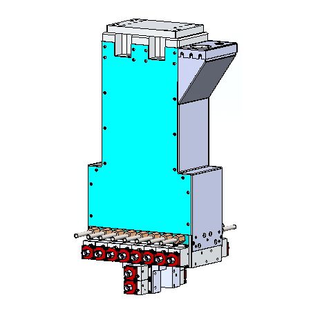 Customized spray mechanism: horizontal 8 + 2 nozzles, for 800T die casting machine - isometric view