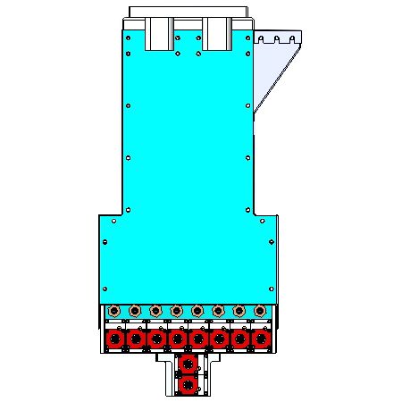 Customized spray mechanism: horizontal 8 + 2 nozzles, for 800T die casting machine - front view