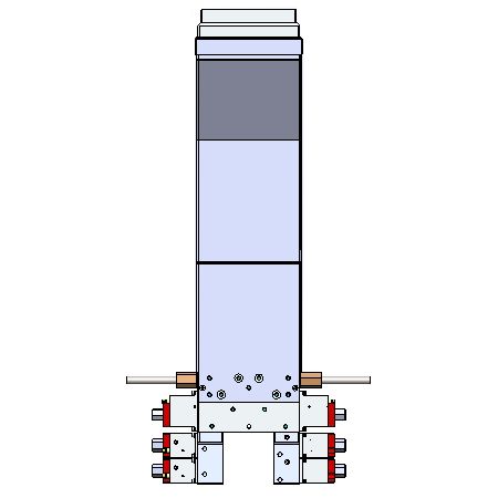 Customized spray mechanism: horizontal 8 + 2 nozzles, for 800T die casting machine - side view